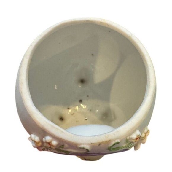 Vintage Ceramic Easter Egg Trinket Box With Yellow Chick & Floral Accents - Picture 5 of 10